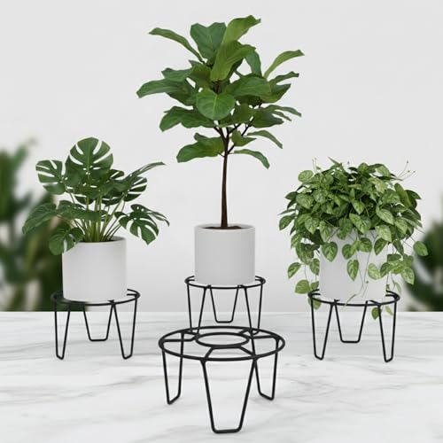 ORILEY Round Plant Stand Galvanised Metal Flower Pot Holder Gamla Support Corner Rack Outdoor Display Shelf for Home Garden Balcony Decoration - (Pack of 8, Black) - Image 15
