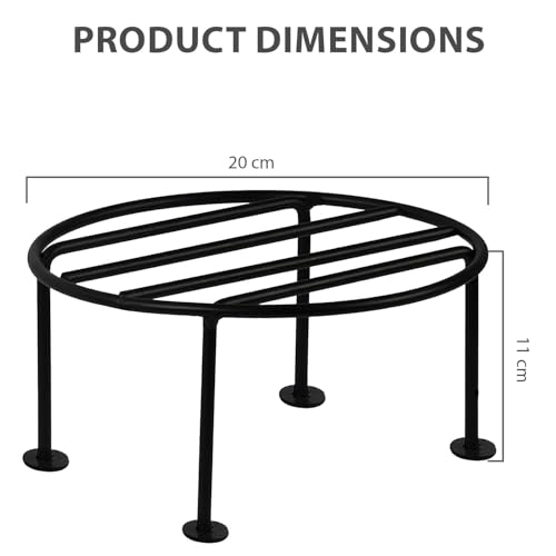 ORILEY Round Plant Stand Galvanised Metal Flower Pot Holder Gamla Support Corner Rack Outdoor Display Shelf for Home Garden Balcony Decoration - (Pack of 8, Black) - Image 3