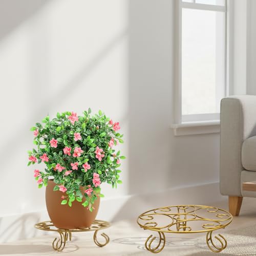 ORILEY 4 Pcs Round Plant Stand Galvanised Metal Flower Pot Holder Rust Resistant Gamla Support Corner Rack Outdoor Display Shelf for Home Garden Balcony Decoration (Black) - Image 21