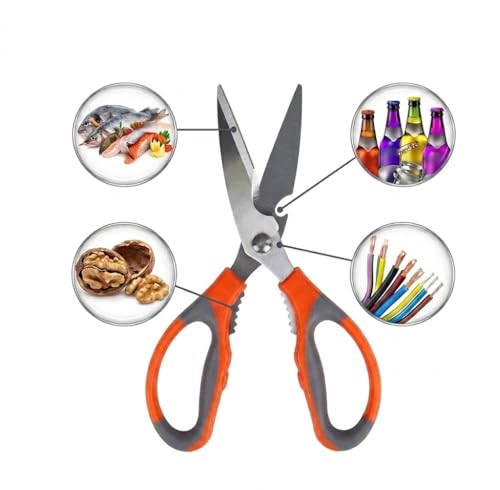 Multipurpose Kitchen Scissors Heavy Duty Stainless Steel | Utility Scissors for Meat, Fish, Poultry, Vegetables & Herbs | Wire Cutting Scissor with Ergonomic Anti-Slip Handle