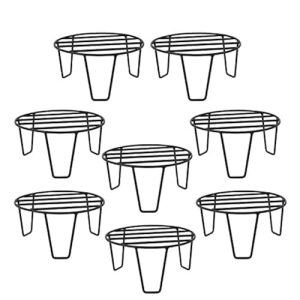 NAYRA Black Color Strong Legs Metal Round Stands for Plant Pot Flower Pot Round Stand for Planter Indoor and Outdoor (20 CM) (Set of 8)