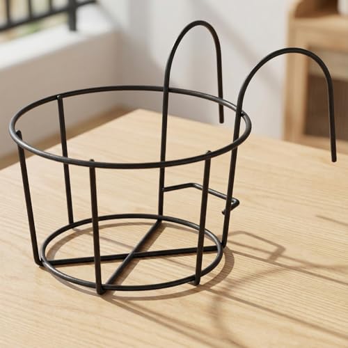 ecofynd 5 Pack Round Metal Hanging Flower Pot Stand For Railing planters, Gamla stand Pot Holder for Balcony decoration items outdoor, Plant stands for balcony, Flower pot stand indoor (Black, PS028) - Image 8