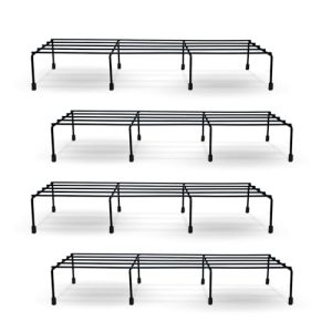 BonKaso Premium Rectangular Anti-Rust Metal Plant Stand Set (Pack of 4) – Stylish Black Stands for Indoor, Outdoor, and Balcony Use
