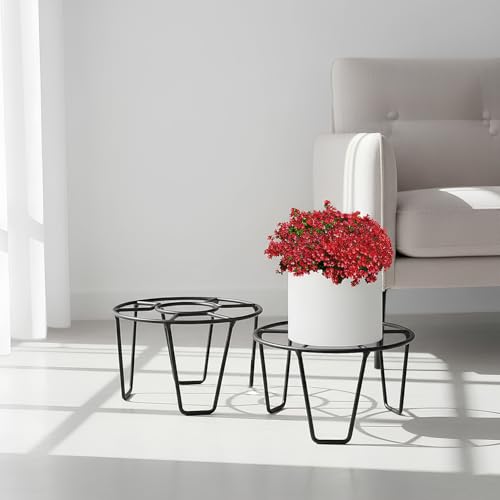 ORILEY Round Plant Stand Galvanised Metal Flower Pot Holder Gamla Support Corner Rack Outdoor Display Shelf for Home Garden Balcony Decoration - (Pack of 8, Black) - Image 18