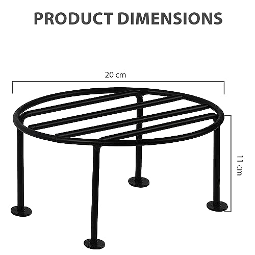 ORILEY 4 Pcs Round Plant Stand Galvanised Metal Flower Pot Holder Rust Resistant Gamla Support Corner Rack Outdoor Display Shelf for Home Garden Balcony Decoration (Black) - Image 2
