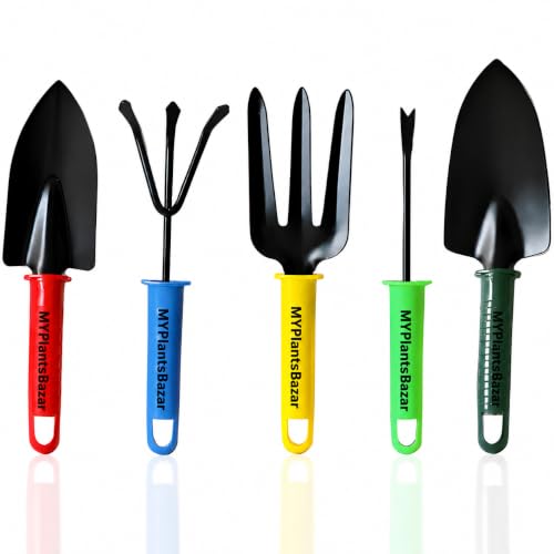 MYPlantsBazaar Premium 6-Piece Gardening Tool Kit - Heavy Duty, Rust-Resistant Steel Garden Hand Tools Set with Ergonomic Handles | Includes Pruner, Trowel, Rake, Fork & Weeder - Image 5