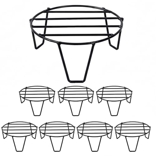 ORILEY Round Plant Stand Galvanised Metal Flower Pot Holder Gamla Support Corner Rack Outdoor Display Shelf for Home Garden Balcony Decoration - (Pack of 8, Black) - Image 26