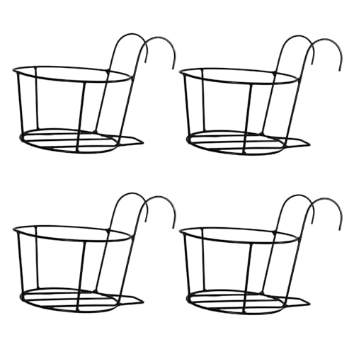 ORILEY Round Plant Stand Galvanised Metal Flower Pot Holder Gamla Support Corner Rack Outdoor Display Shelf for Home Garden Balcony Decoration - (Pack of 8, Black) - Image 11