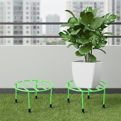 ORILEY 4 Pcs Round Plant Stand Galvanised Metal Flower Pot Holder Rust Resistant Gamla Support Corner Rack Outdoor Display Shelf for Home Garden Balcony Decoration (Black) - Image 18