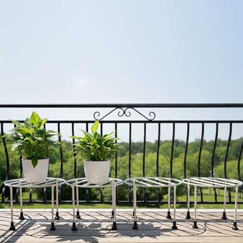 ORILEY 4 Pcs Round Plant Stand Galvanised Metal Flower Pot Holder Rust Resistant Gamla Support Corner Rack Outdoor Display Shelf for Home Garden Balcony Decoration (Black) - Image 24