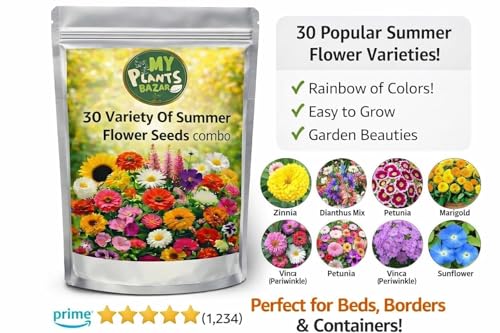Summer Flower Seeds Combo Pack for Home Garden – 30 Varieties Mixed Flower Seed Kit for Balcony, Terrace & Outdoor Gardening | High Germination All Season Flower Seeds - Image 4