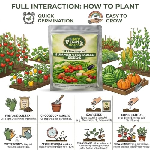 SUMMER SEEDS COMBO PACK – 12/30/50 Varieties | Veg, Leafy & Flower Seeds | High Germination | Home Gardening Kit | Balcony & Terrace Garden Seeds (30 Summer Veg Seeds Combo) - Image 4