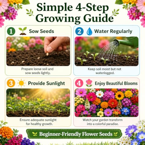 All Season Flower Seeds Combo Pack for Home Garden – 45 Varieties, 2700+ Seeds for Balcony, Terrace & Outdoor Gardening | High Germination Mixed Flower Seeds Kit for All Seasons - Image 5
