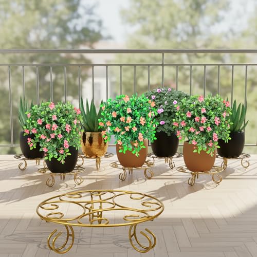 ORILEY 4 Pcs Round Plant Stand Galvanised Metal Flower Pot Holder Rust Resistant Gamla Support Corner Rack Outdoor Display Shelf for Home Garden Balcony Decoration (Black) - Image 19