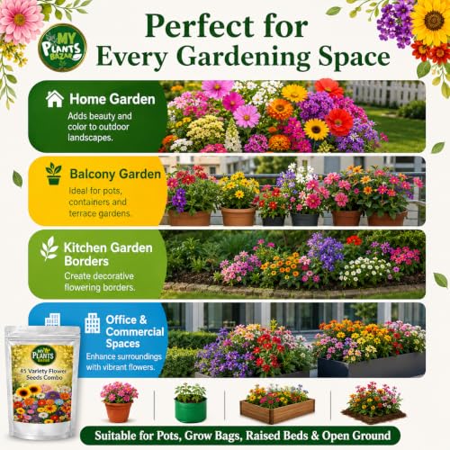 All Season Flower Seeds Combo Pack for Home Garden – 45 Varieties, 2700+ Seeds for Balcony, Terrace & Outdoor Gardening | High Germination Mixed Flower Seeds Kit for All Seasons - Image 4