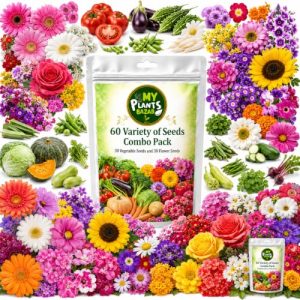 All Season Seeds Combo – 60 Variety Pack | Veg + Flower Seeds | 3700+ Seeds | High Germination | Home Gardening Kit for Balcony, Terrace & Garden