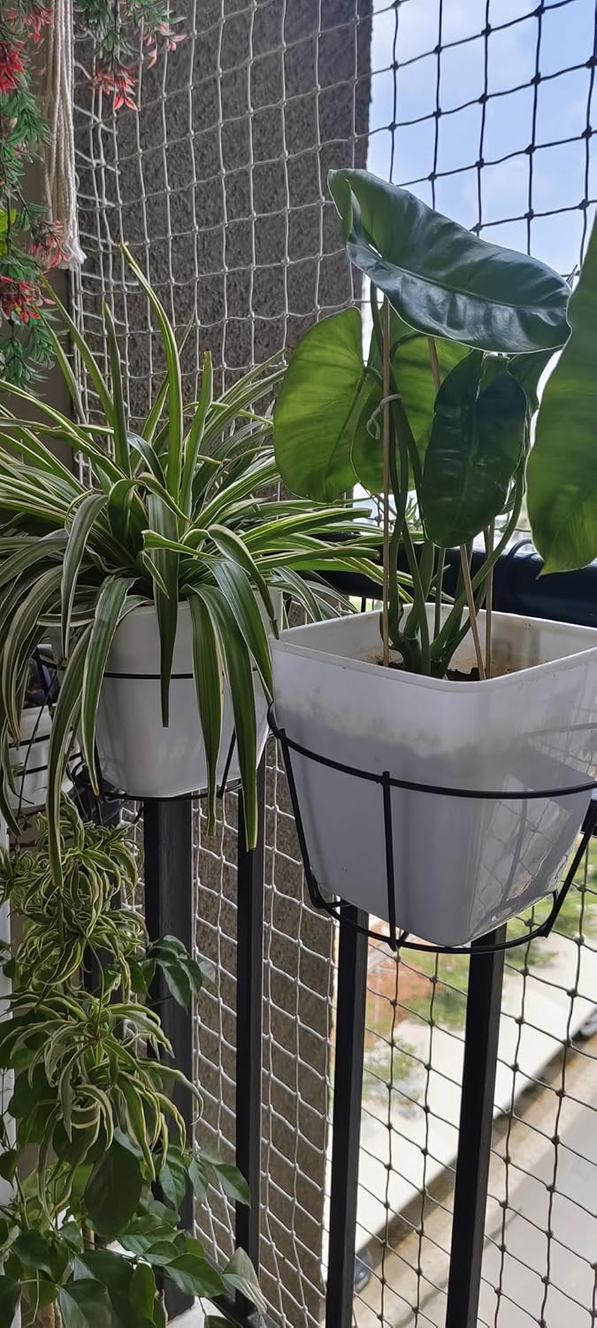 ecofynd 5 Pack Round Metal Hanging Flower Pot Stand For Railing planters, Gamla stand Pot Holder for Balcony decoration items outdoor, Plant stands for balcony, Flower pot stand indoor (Black, PS028) - Image 16